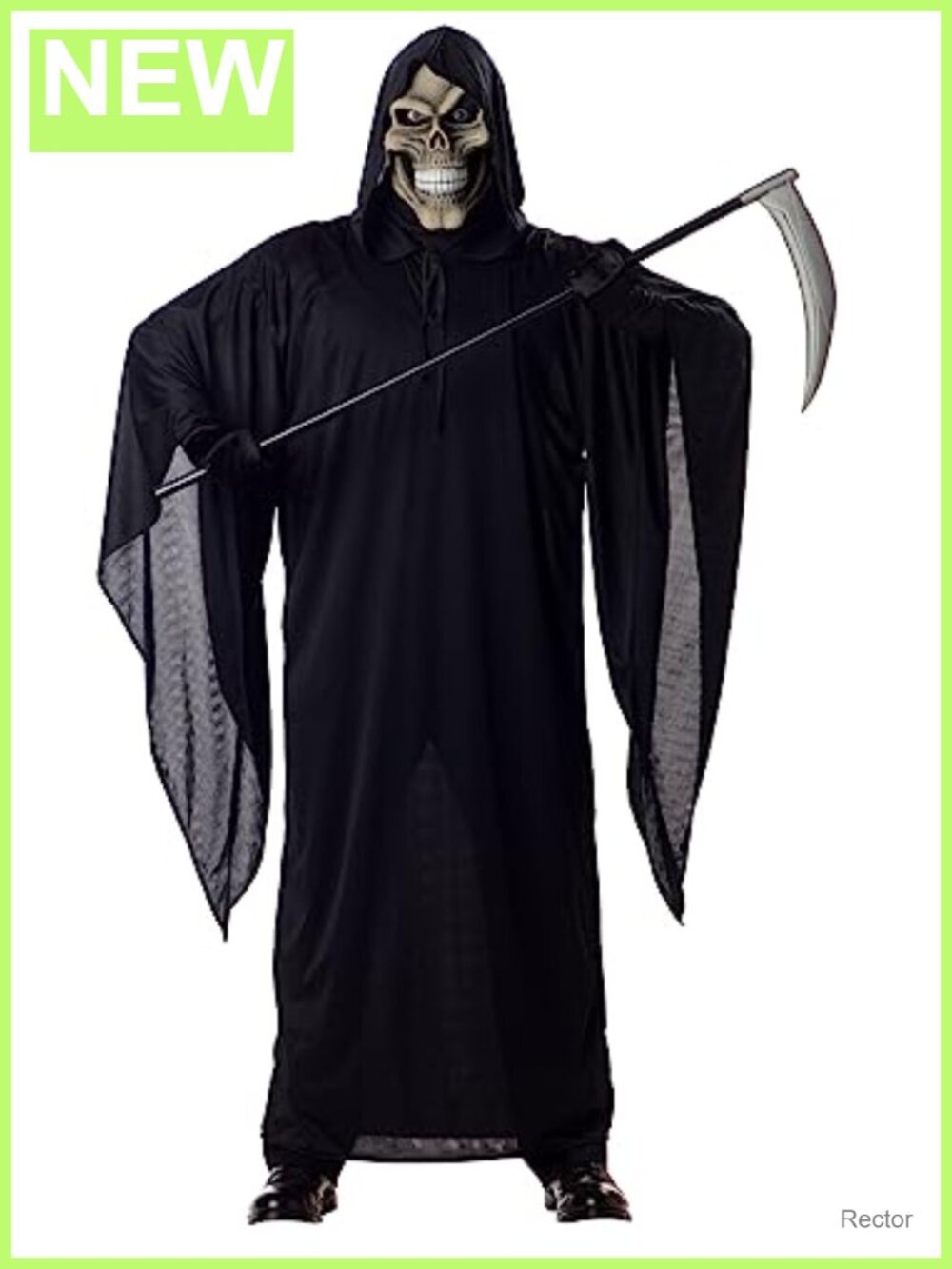 Grim Reaper Costume Men's X-Large Robe Hood Skull Mask